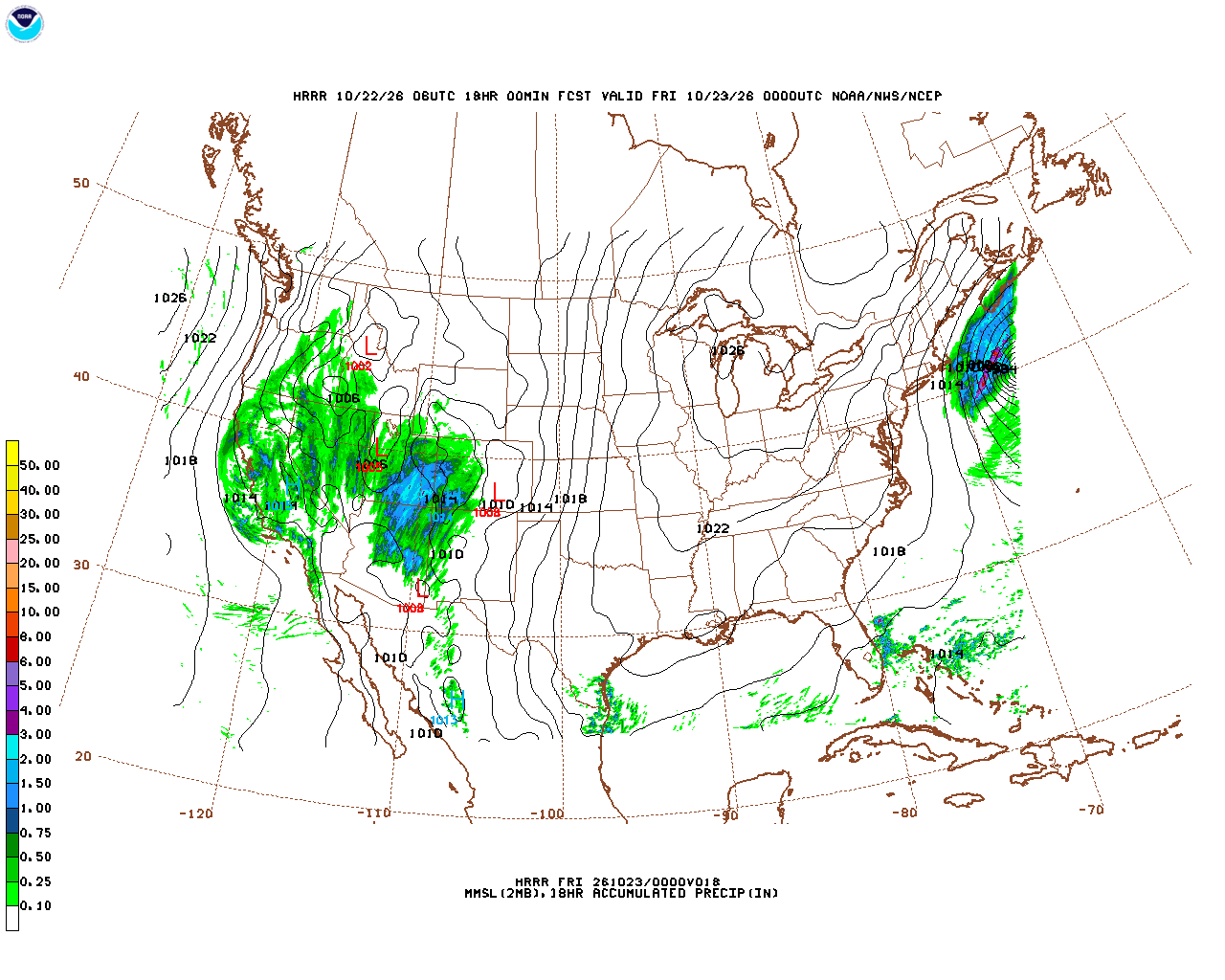 Latest 18 hour total precipitation forecast