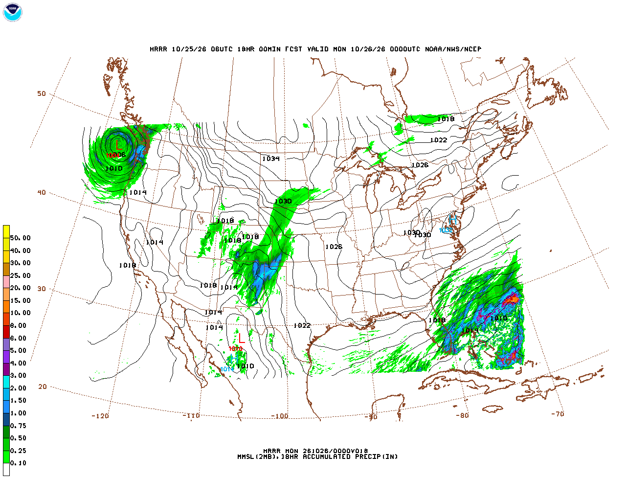Latest 18 hour total precipitation forecast