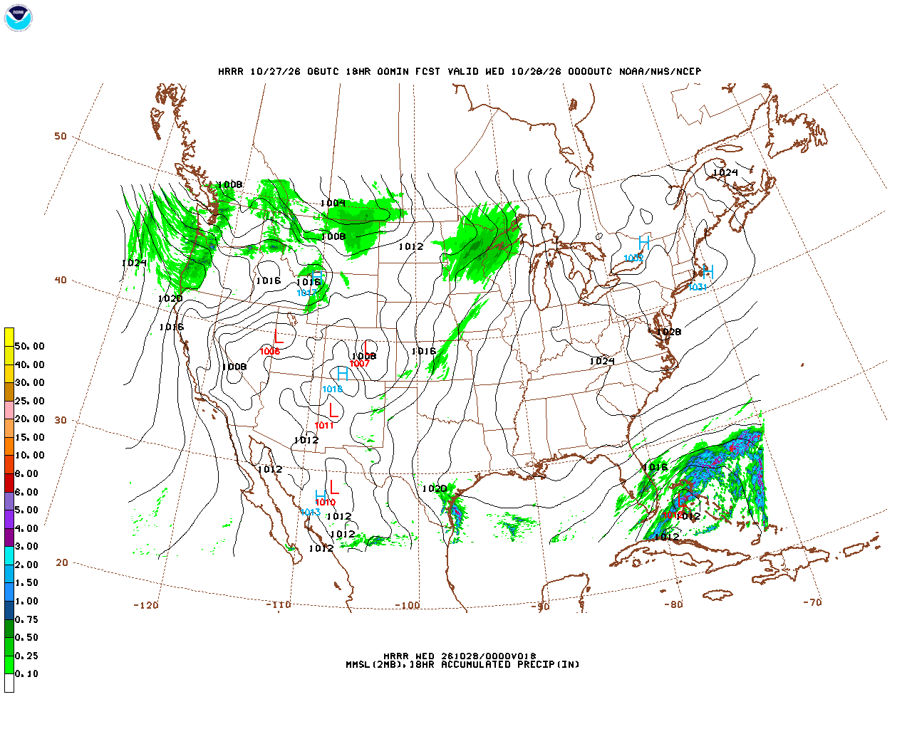 Click to enlarge the hourly precipitation forecast Latest 18 hour total precipitation forecast