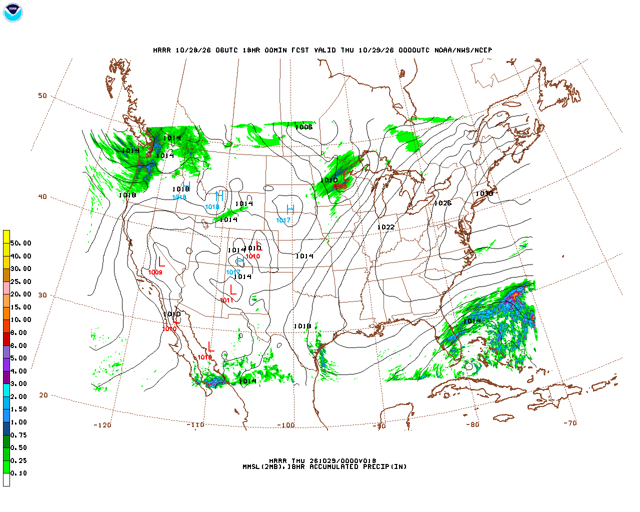 Latest 18 hour total precipitation forecast