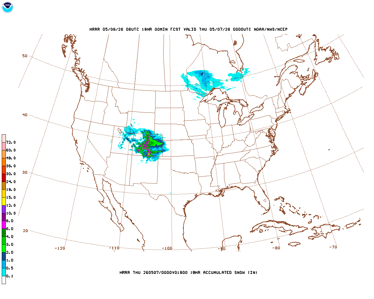 Latest 18 hour total precipitation forecast