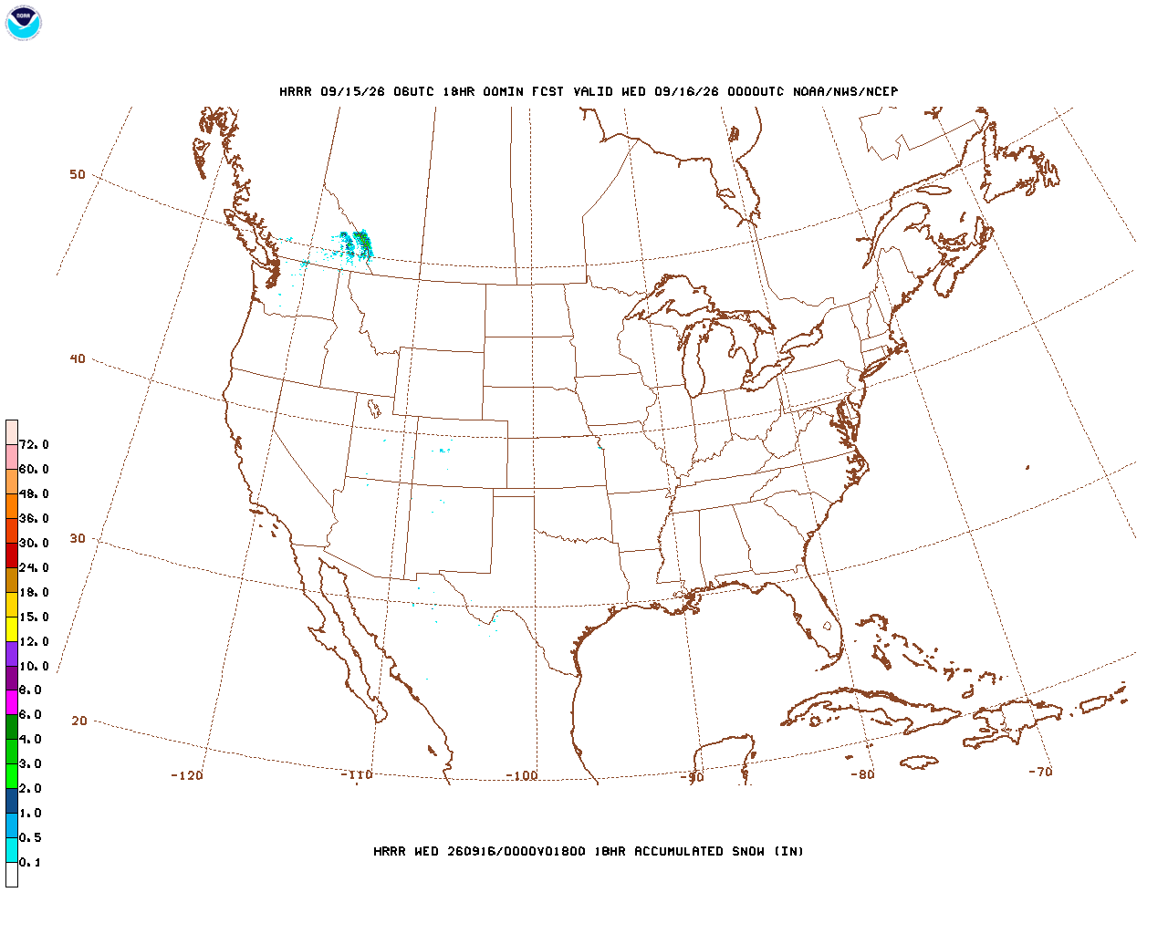 Click to enlarge the hourly snow forecast Latest 18 hour total precipitation forecast