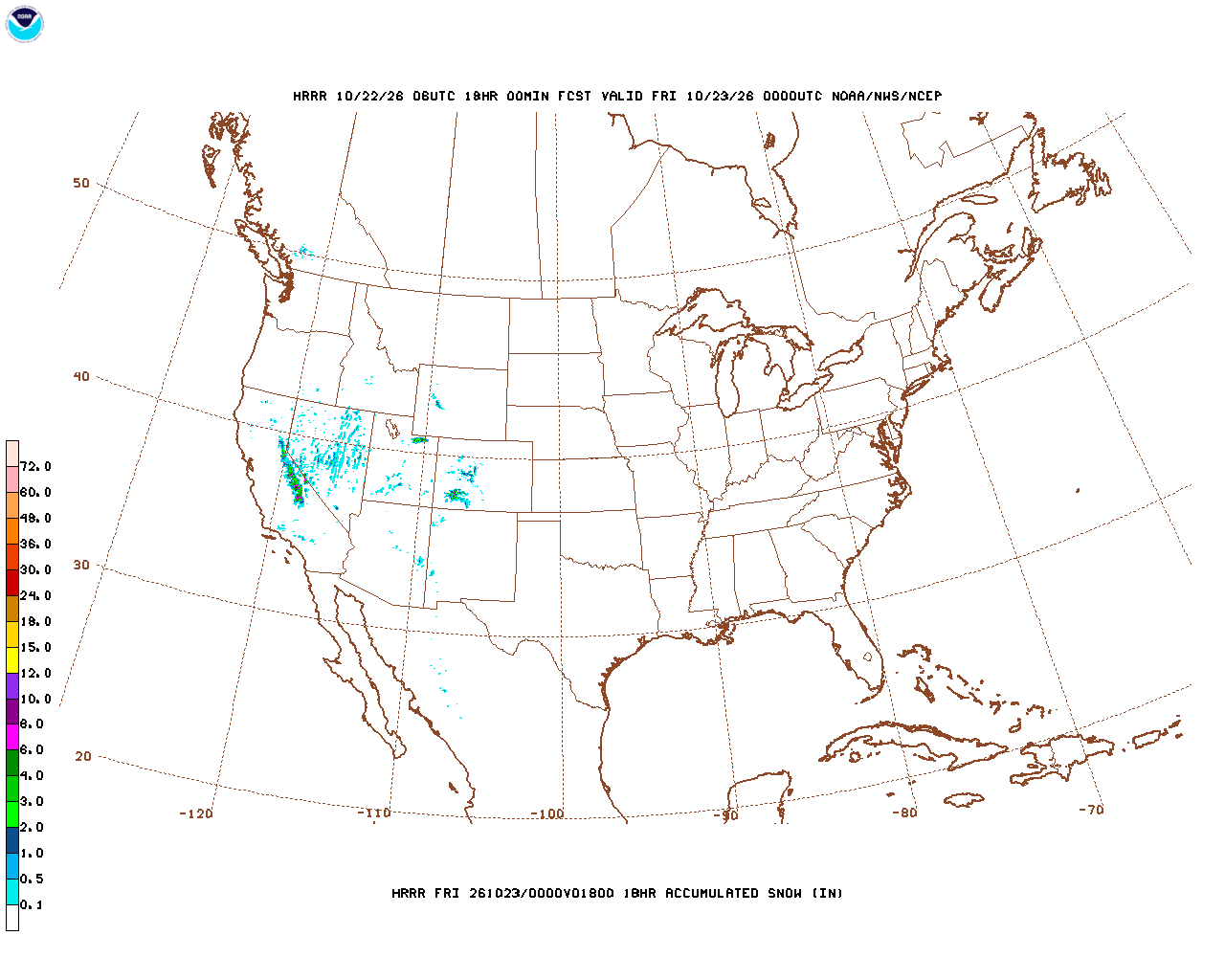 Latest 18 hour total precipitation forecast