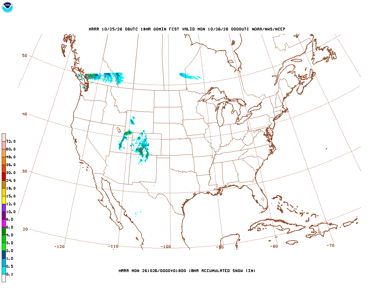 Latest 18 hour total precipitation forecast