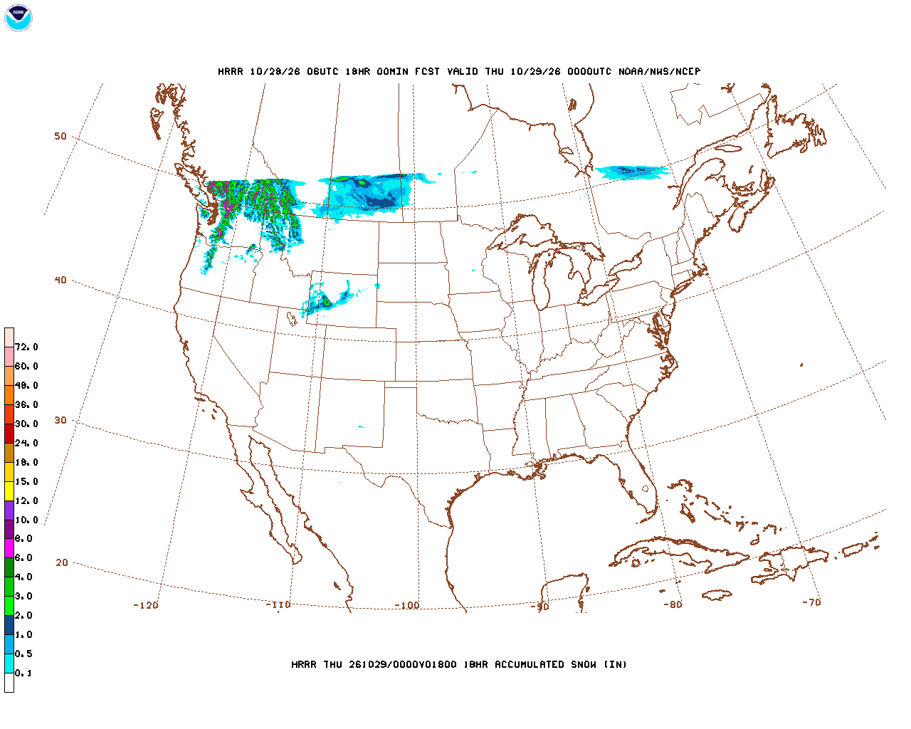 Latest 18 hour total precipitation forecast