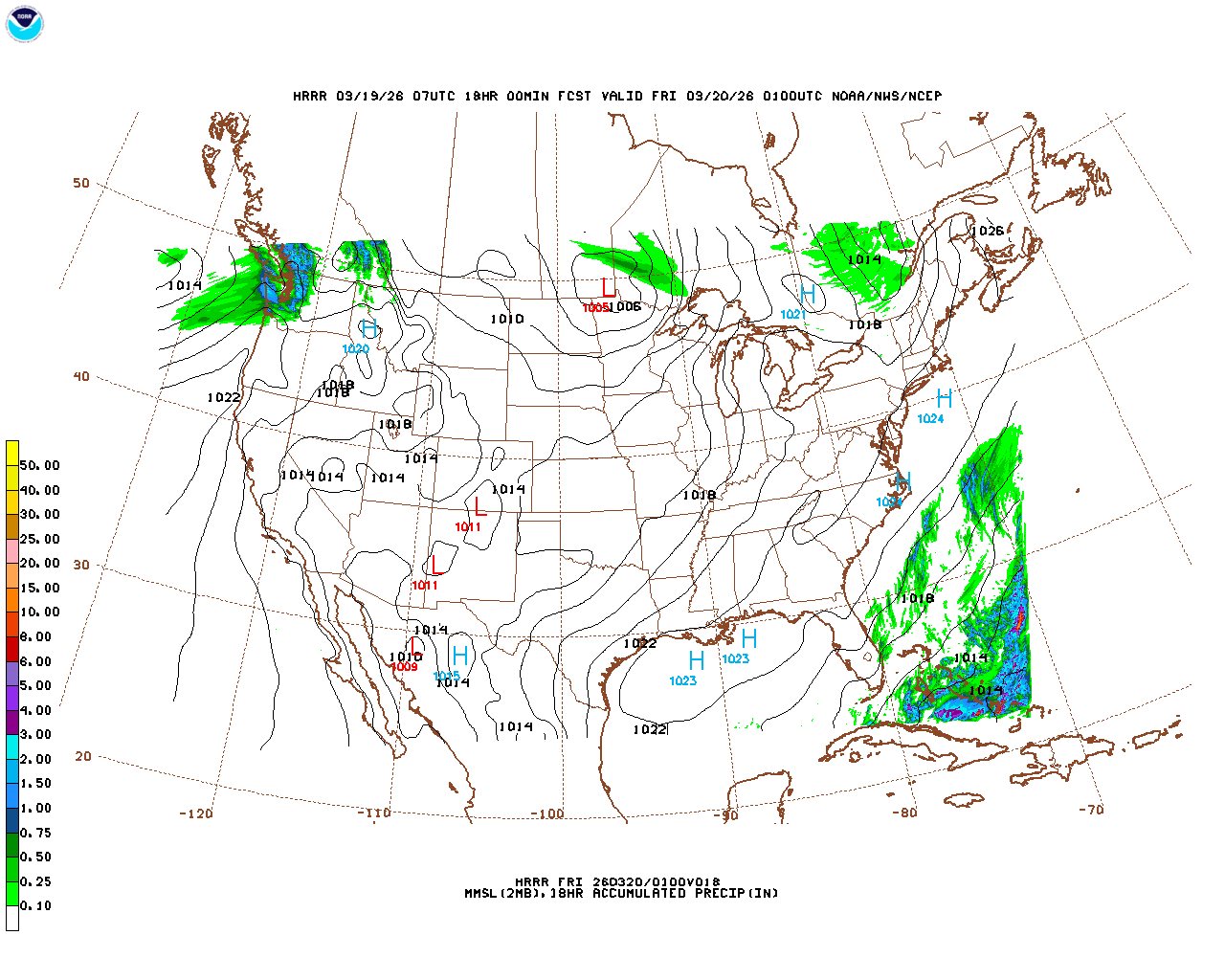 Latest 18 hour total precipitation forecast
