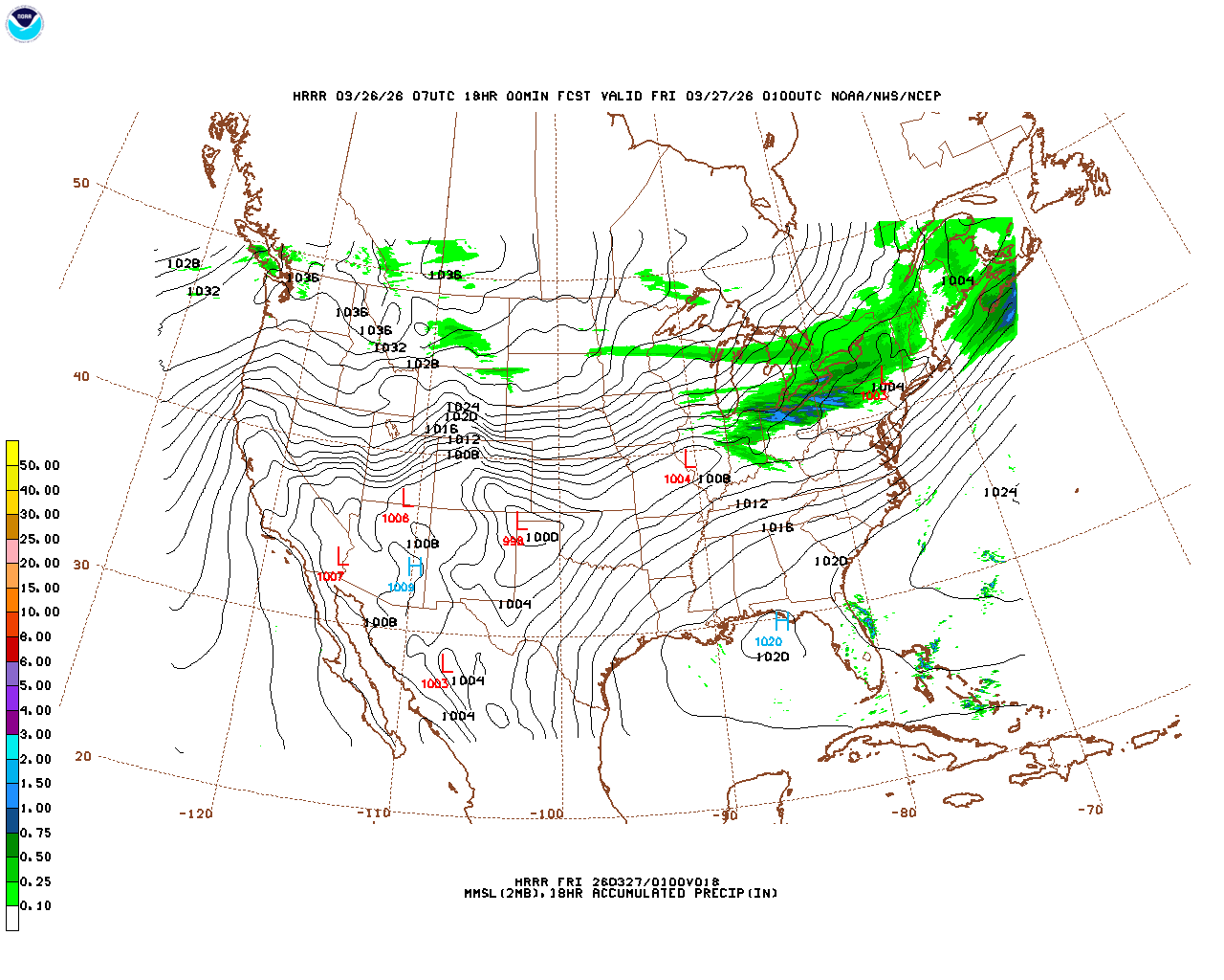 Latest 18 hour total precipitation forecast
