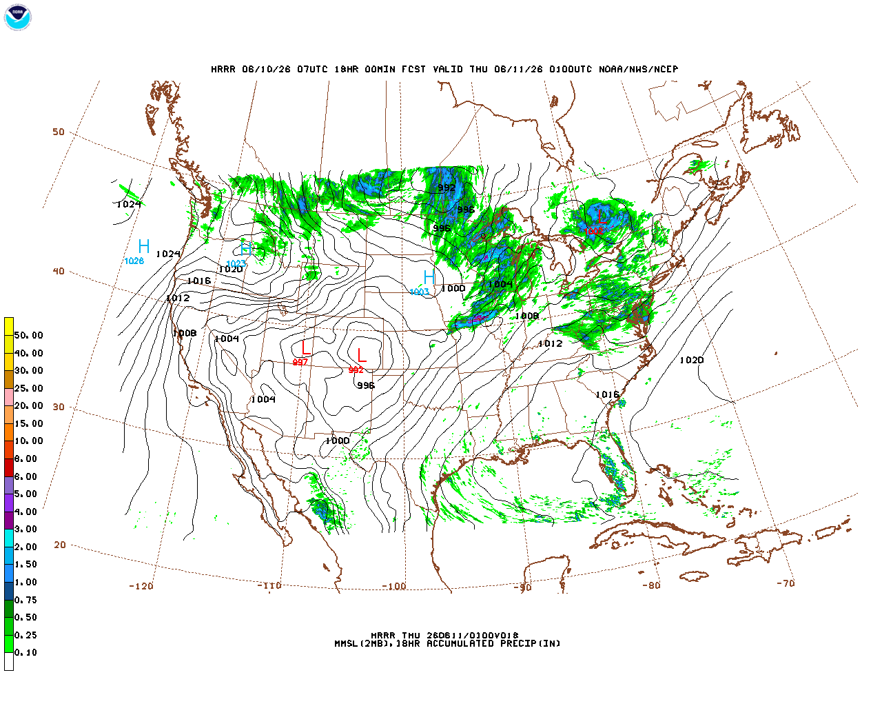 Click to enlarge the hourly precipitation forecast Latest 18 hour total precipitation forecast