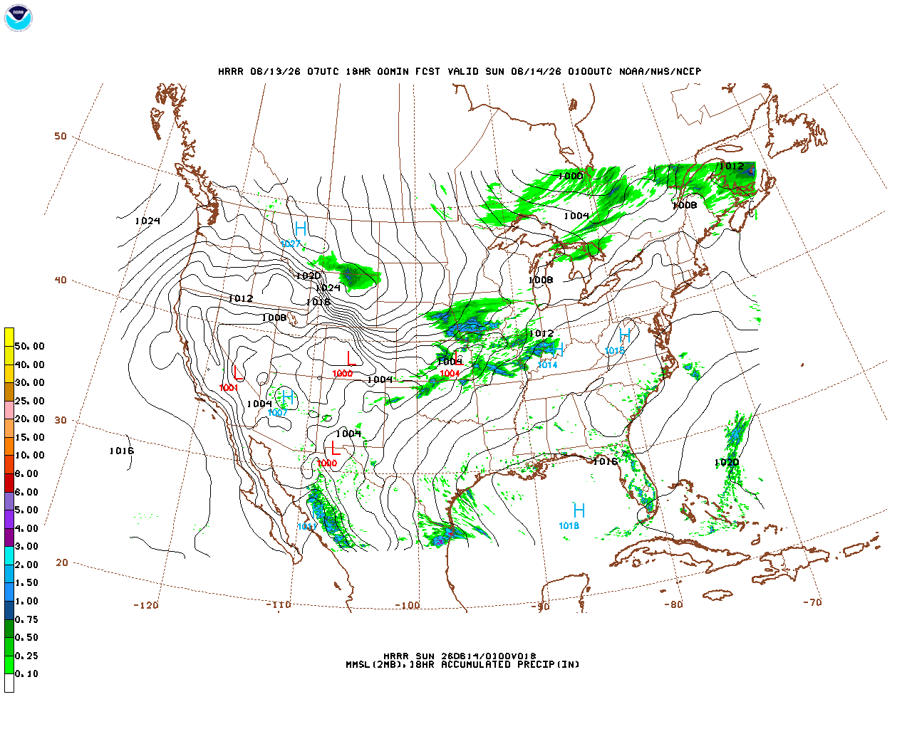 Click to enlarge the hourly precipitation forecast Latest 18 hour total precipitation forecast