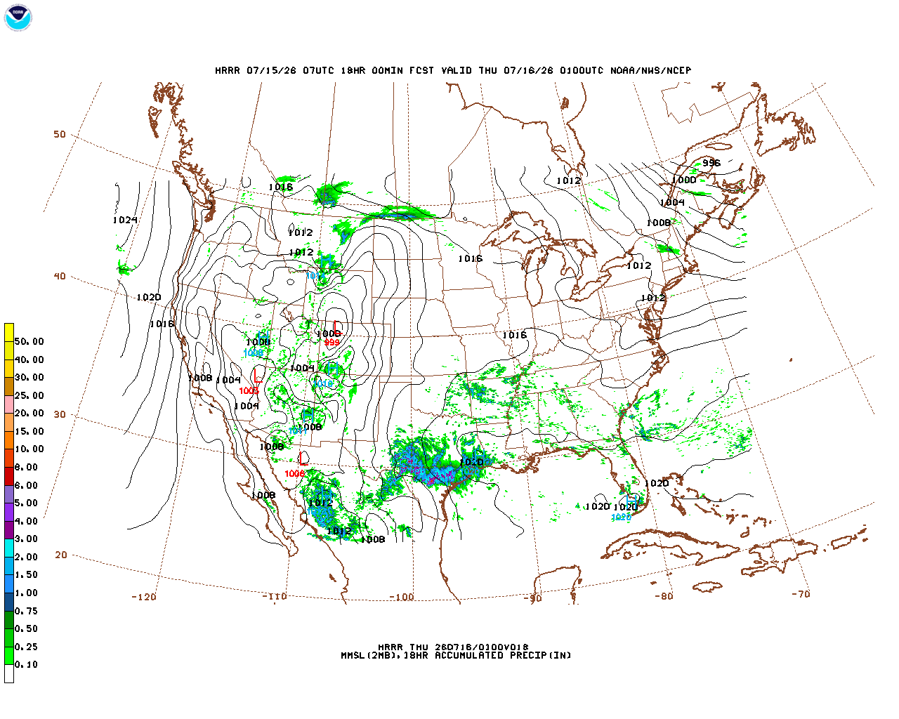 Click to enlarge the hourly precipitation forecast Latest 18 hour total precipitation forecast