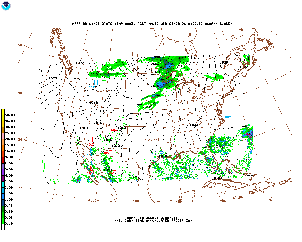 Click to enlarge the hourly precipitation forecast Latest 18 hour total precipitation forecast