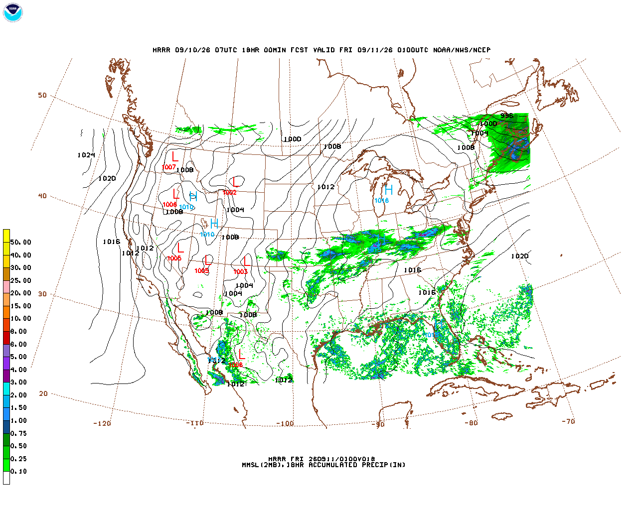 Click to enlarge the hourly precipitation forecast Latest 18 hour total precipitation forecast