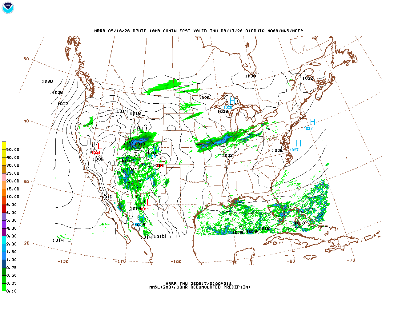 Latest 18 hour total precipitation forecast