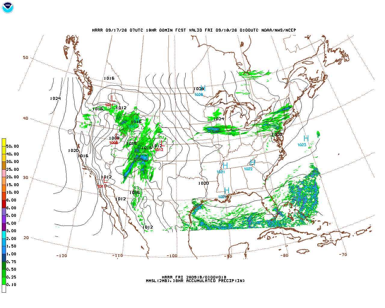 Click to enlarge the hourly precipitation forecast Latest 18 hour total precipitation forecast