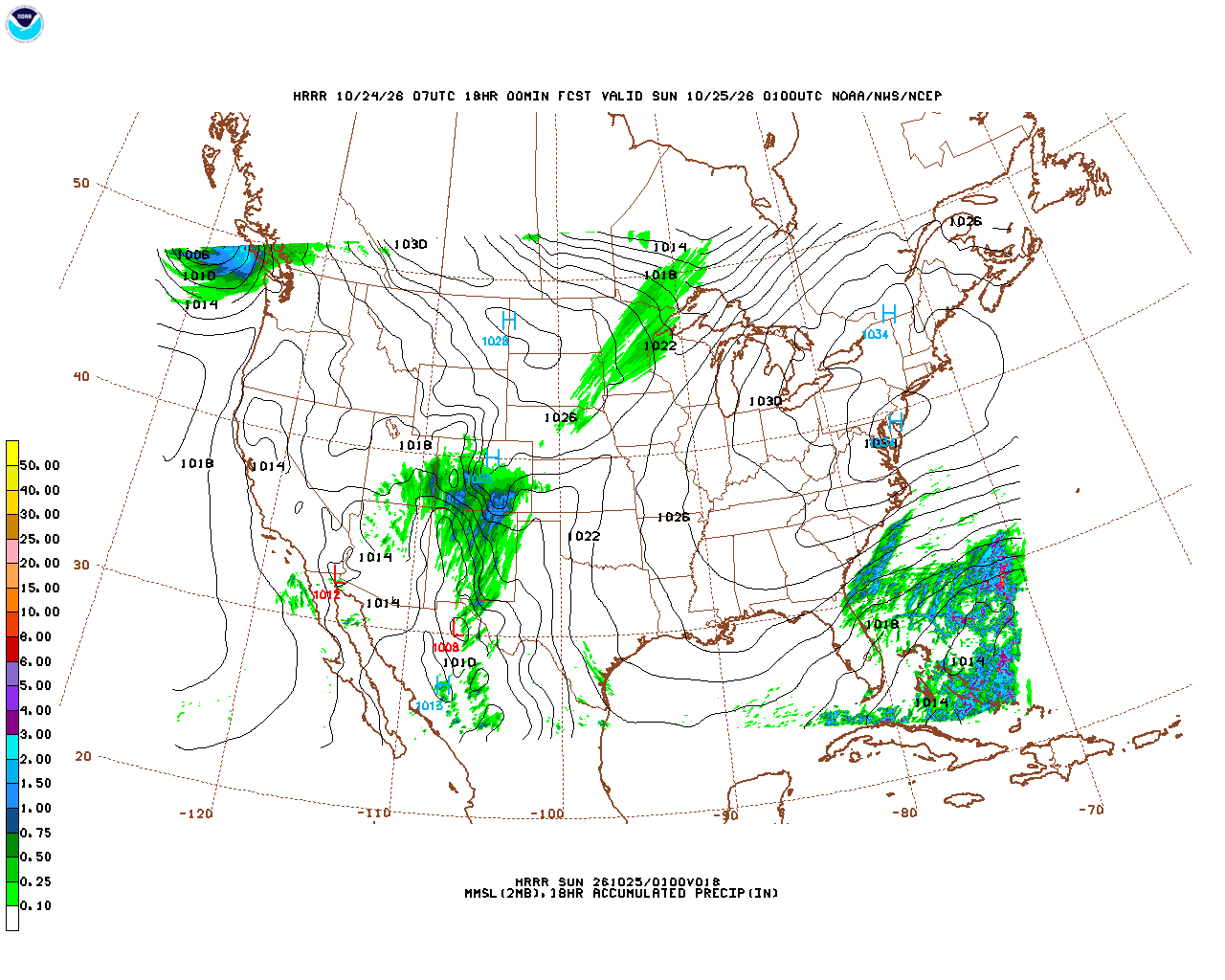 Click to enlarge the hourly precipitation forecast Latest 18 hour total precipitation forecast