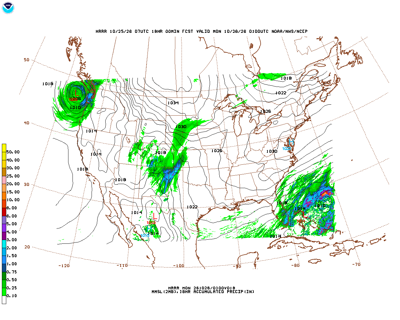 Latest 18 hour total precipitation forecast