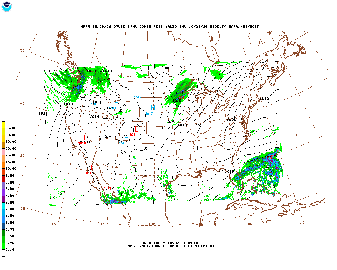 Click to enlarge the hourly precipitation forecast Latest 18 hour total precipitation forecast