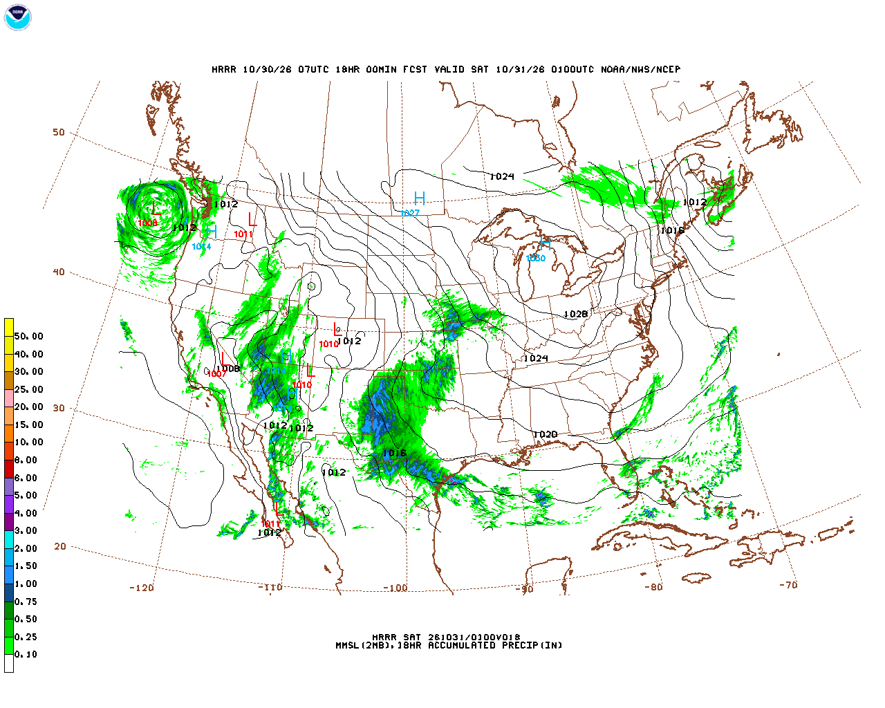 Latest 18 hour total precipitation forecast