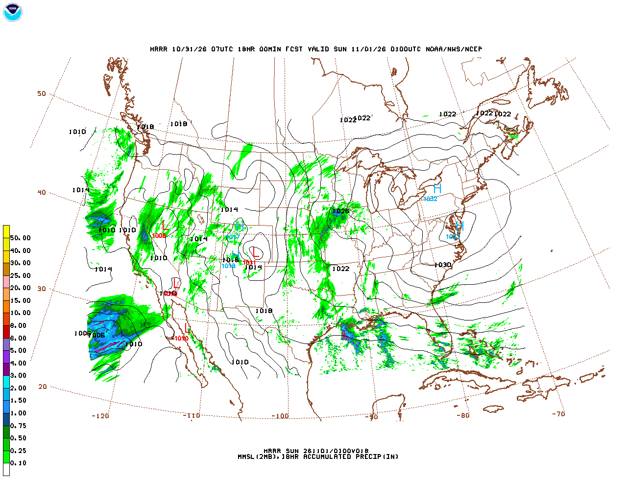 Latest 18 hour total precipitation forecast