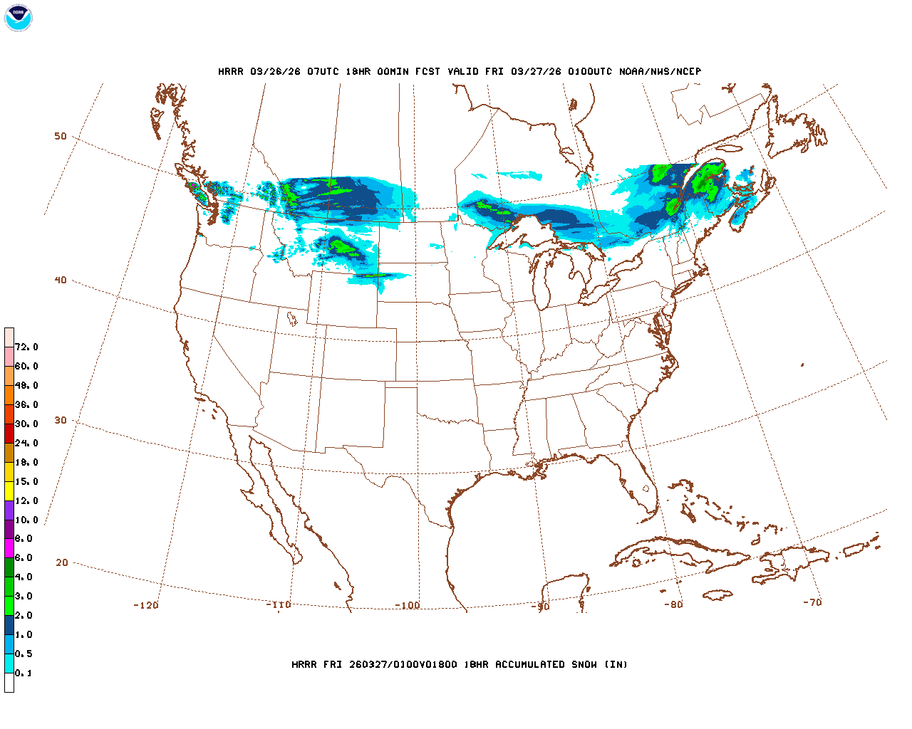 Latest 18 hour total precipitation forecast