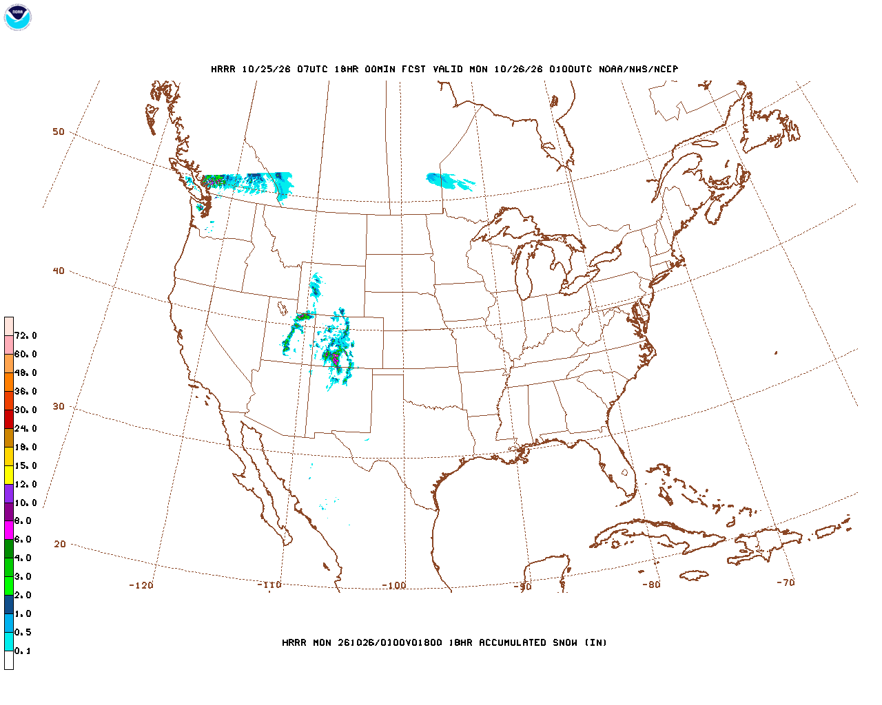 Latest 18 hour total precipitation forecast