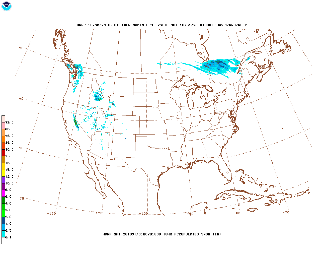 Latest 18 hour total precipitation forecast