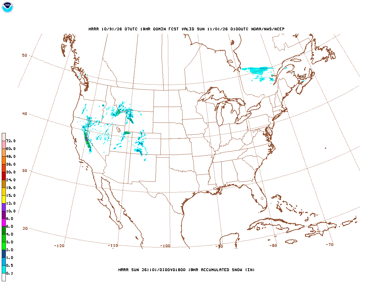 Latest 18 hour total precipitation forecast