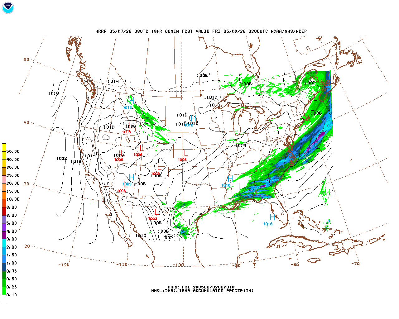 Latest 18 hour total precipitation forecast