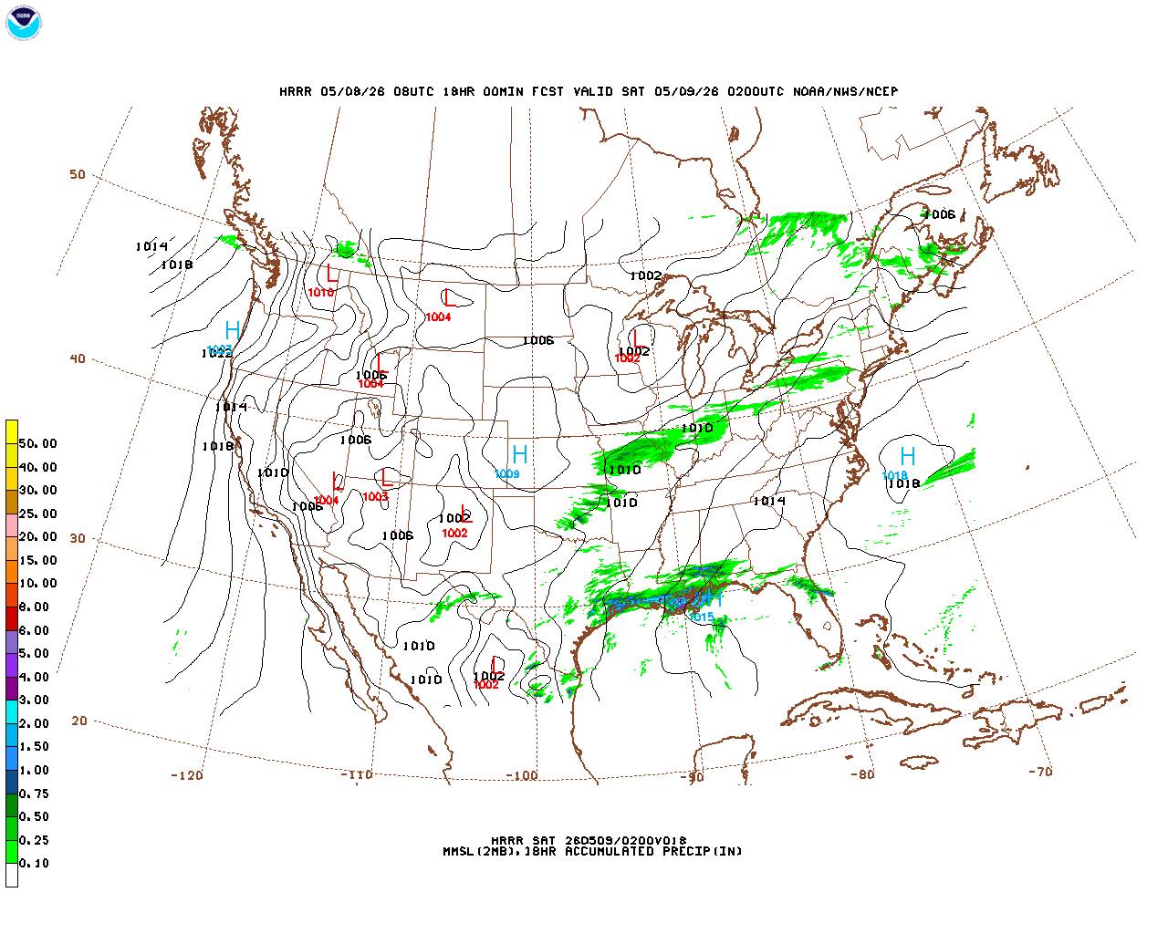 Latest 18 hour total precipitation forecast