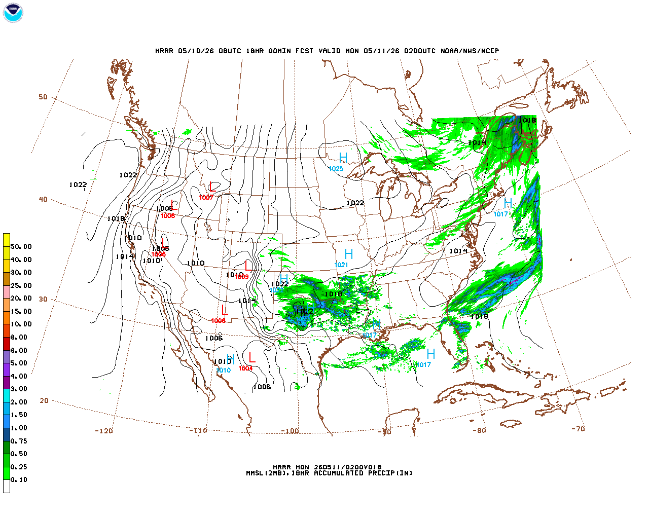 Latest 18 hour total precipitation forecast
