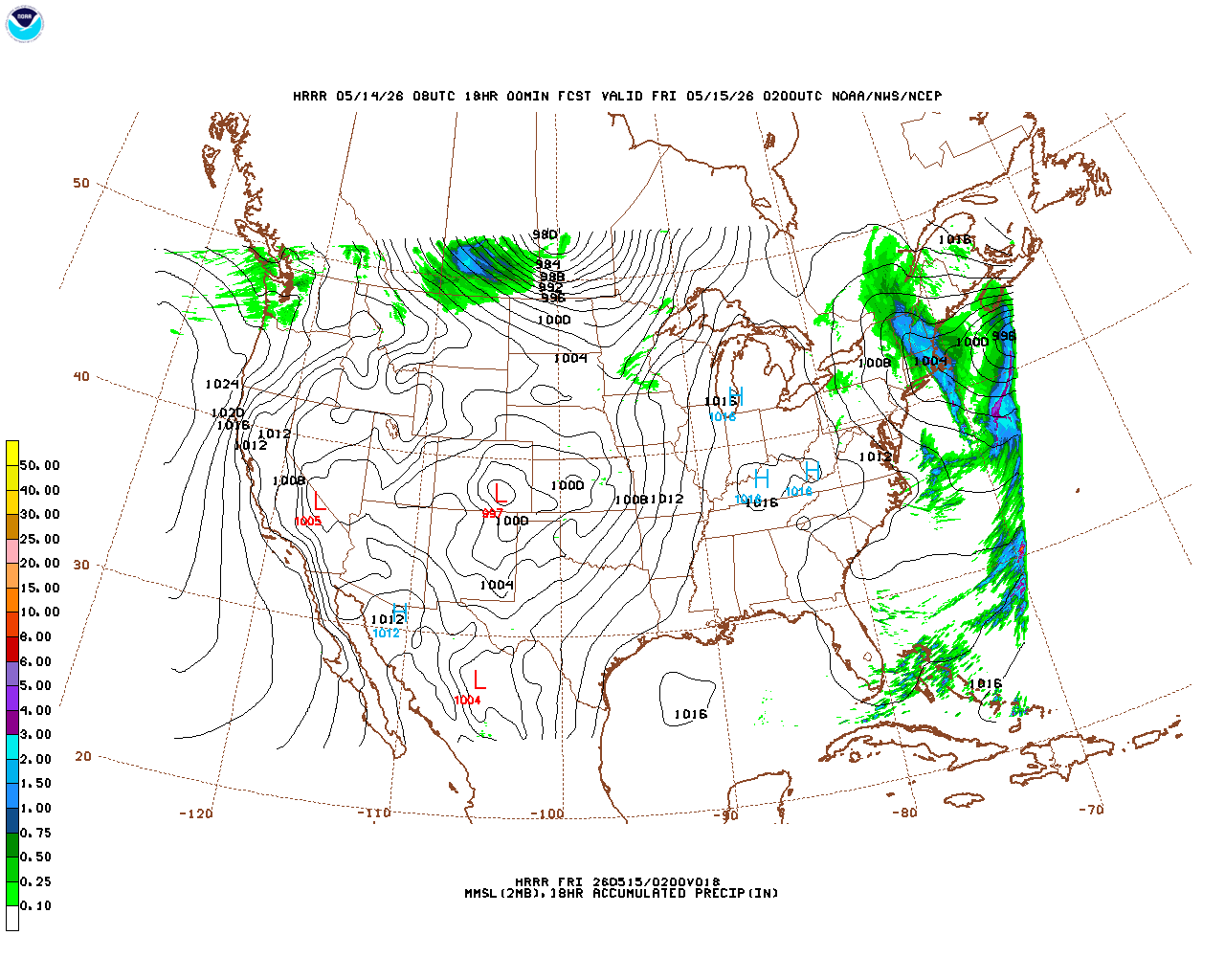 Click to enlarge the hourly precipitation forecast Latest 18 hour total precipitation forecast