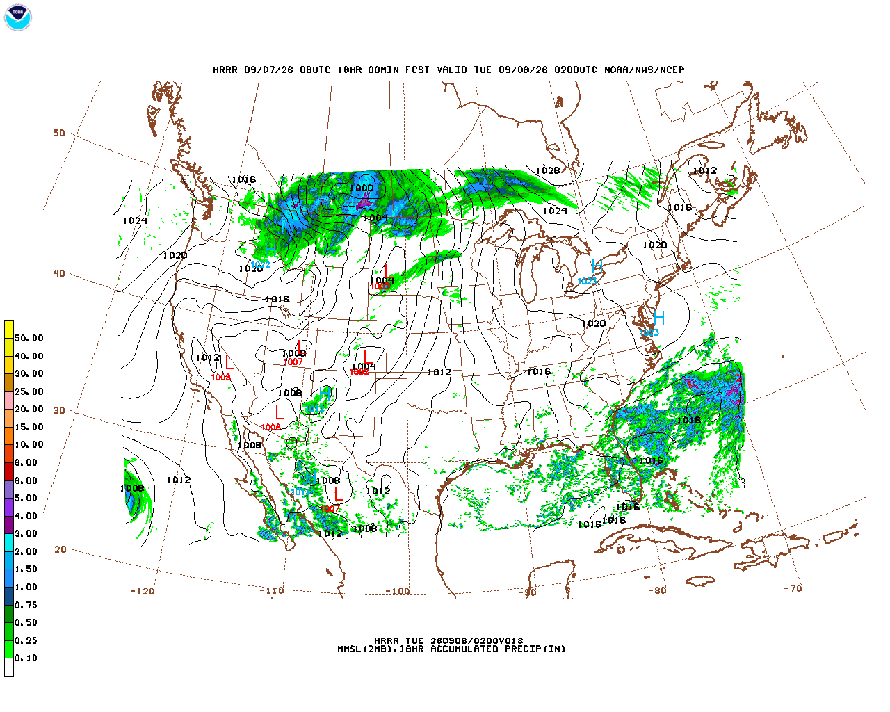 Click to enlarge the hourly precipitation forecast Latest 18 hour total precipitation forecast
