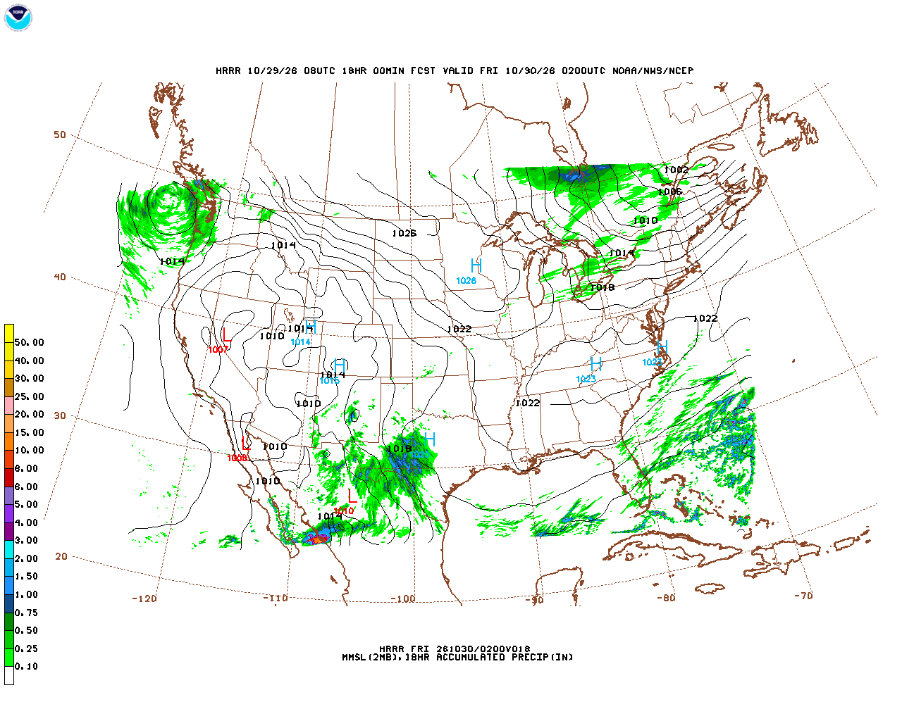 Click to enlarge the hourly precipitation forecast Latest 18 hour total precipitation forecast