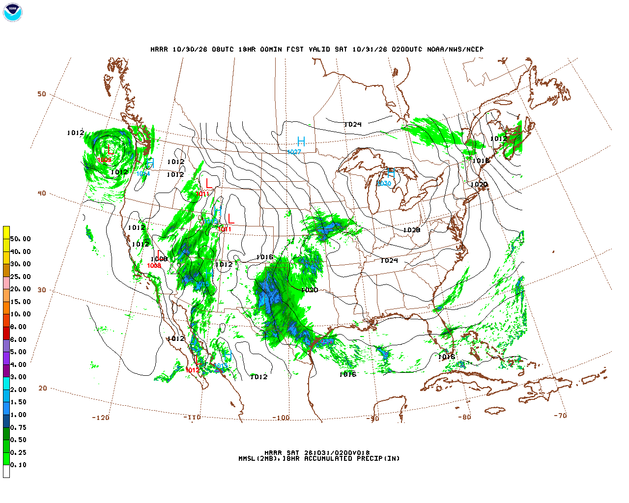 Latest 18 hour total precipitation forecast