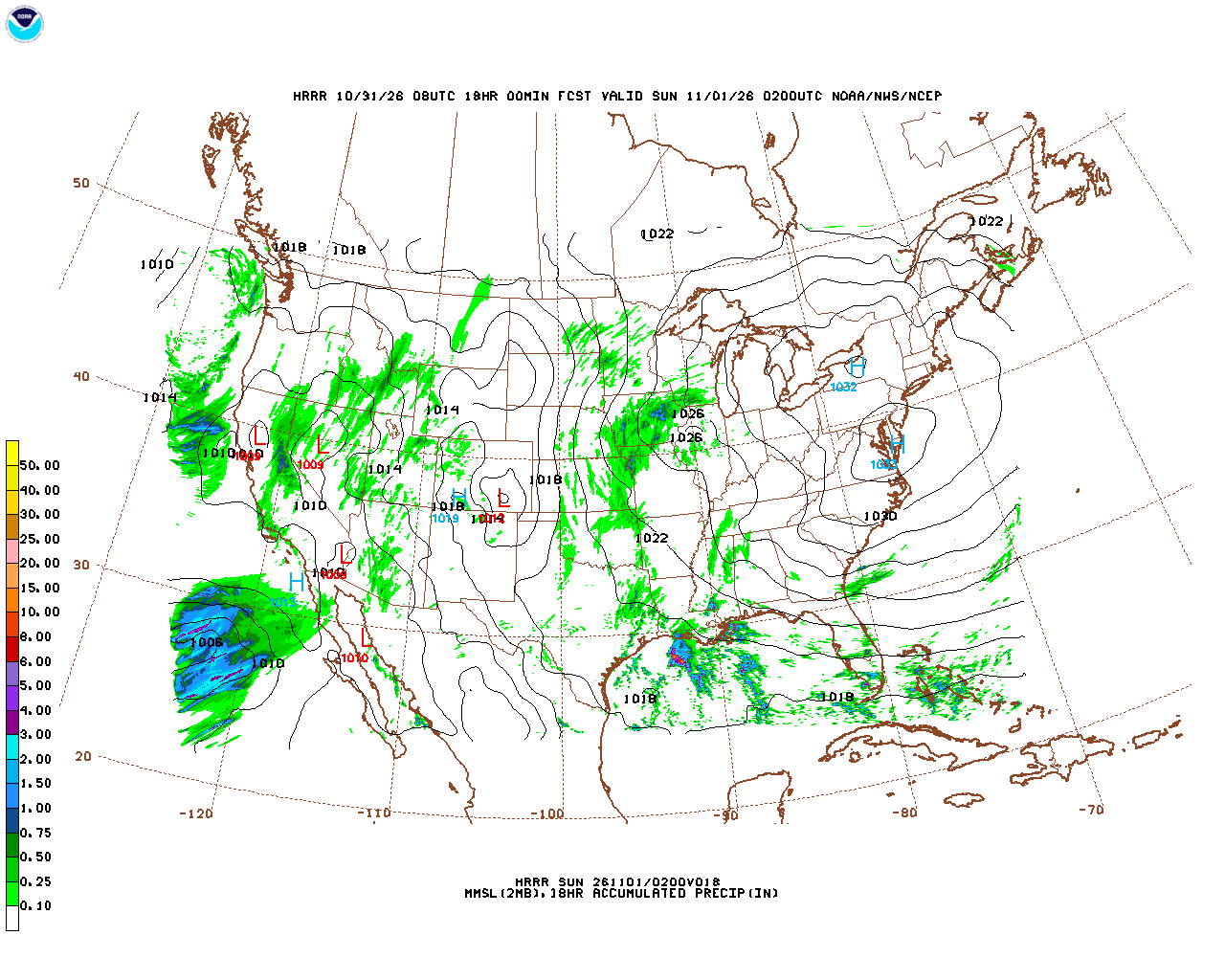 Latest 18 hour total precipitation forecast