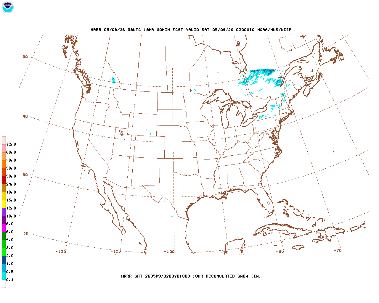 Latest 18 hour total precipitation forecast