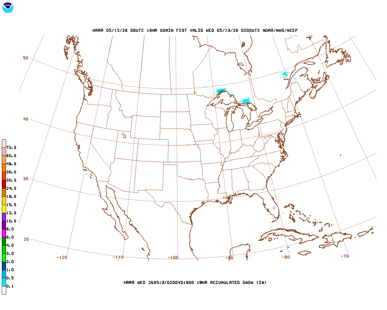 Latest 18 hour total precipitation forecast