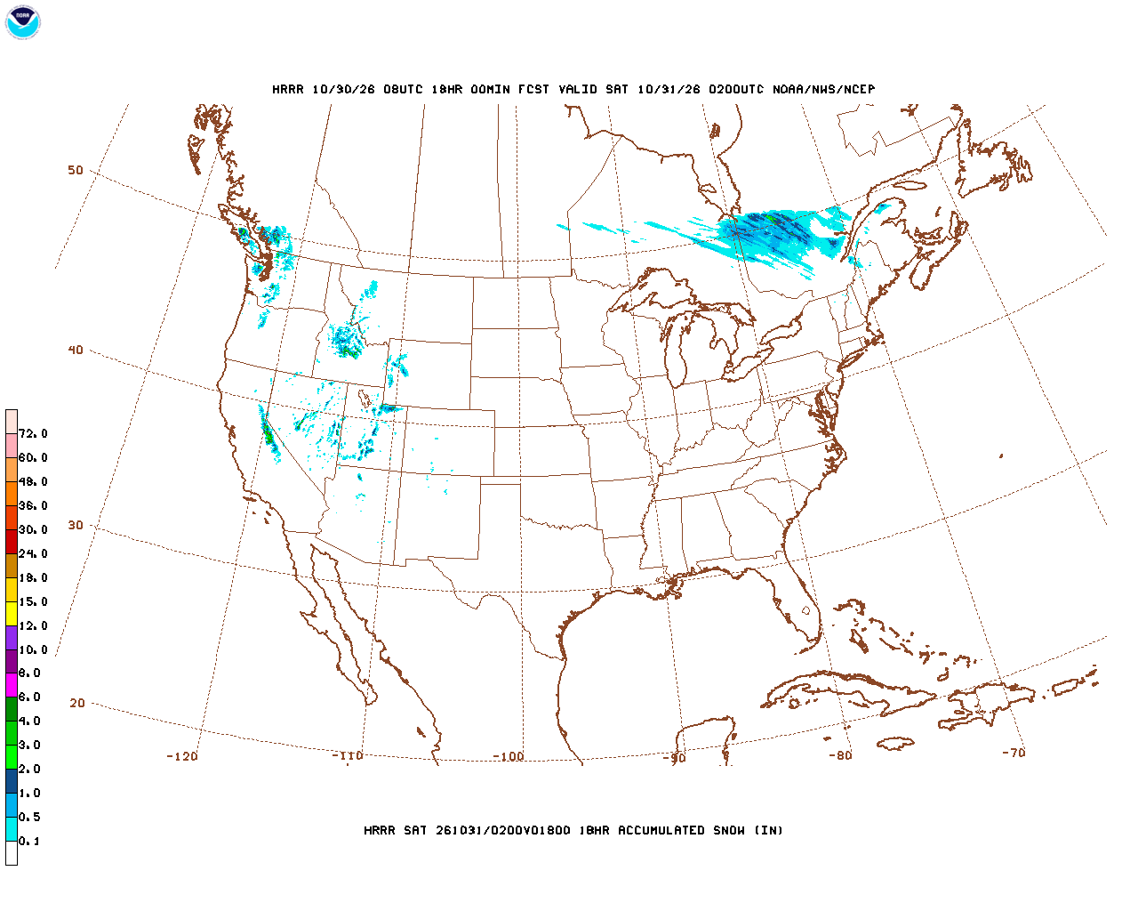 Latest 18 hour total precipitation forecast