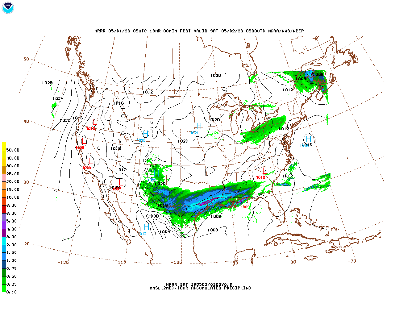 Latest 18 hour total precipitation forecast