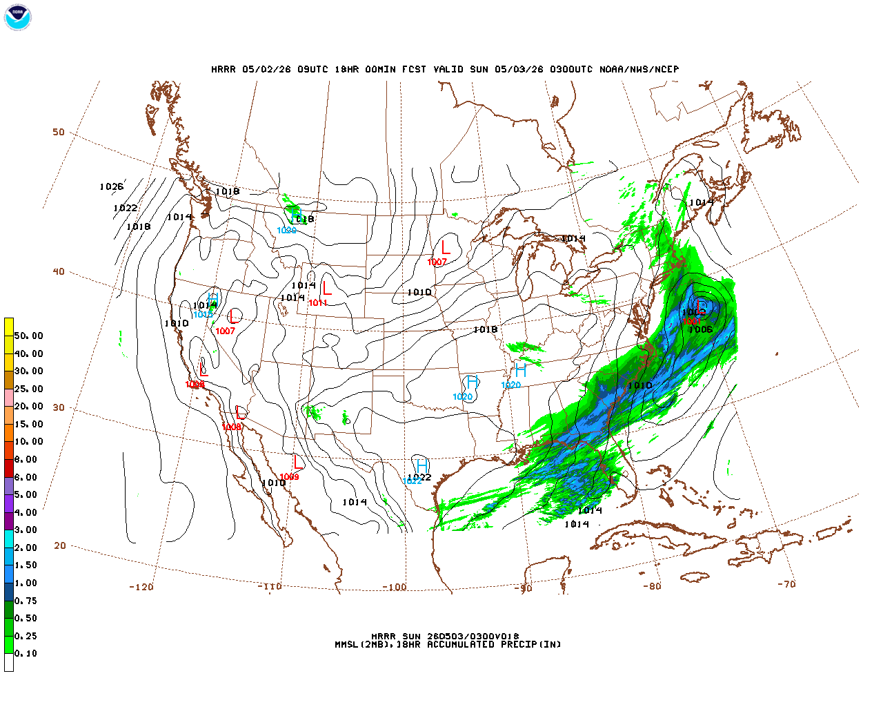 Latest 18 hour total precipitation forecast