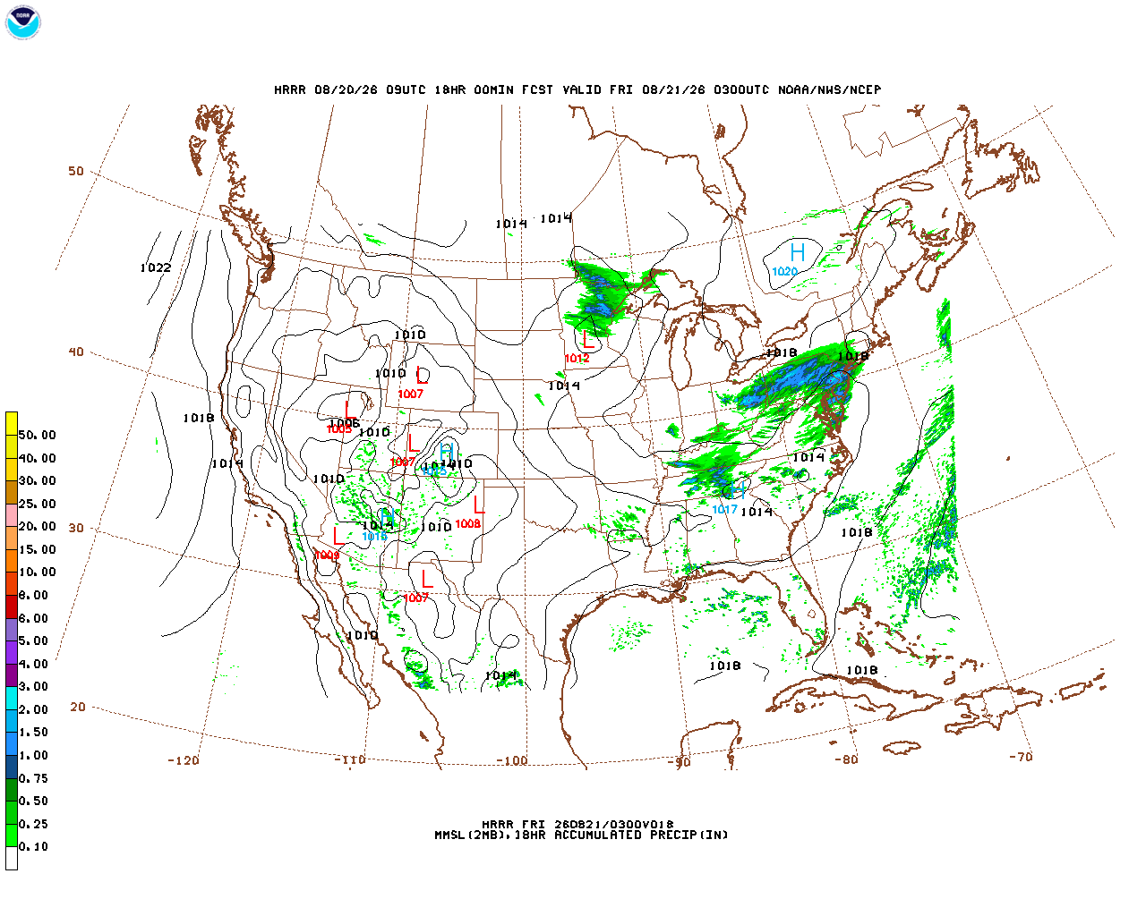 Click to enlarge the hourly precipitation forecast Latest 18 hour total precipitation forecast