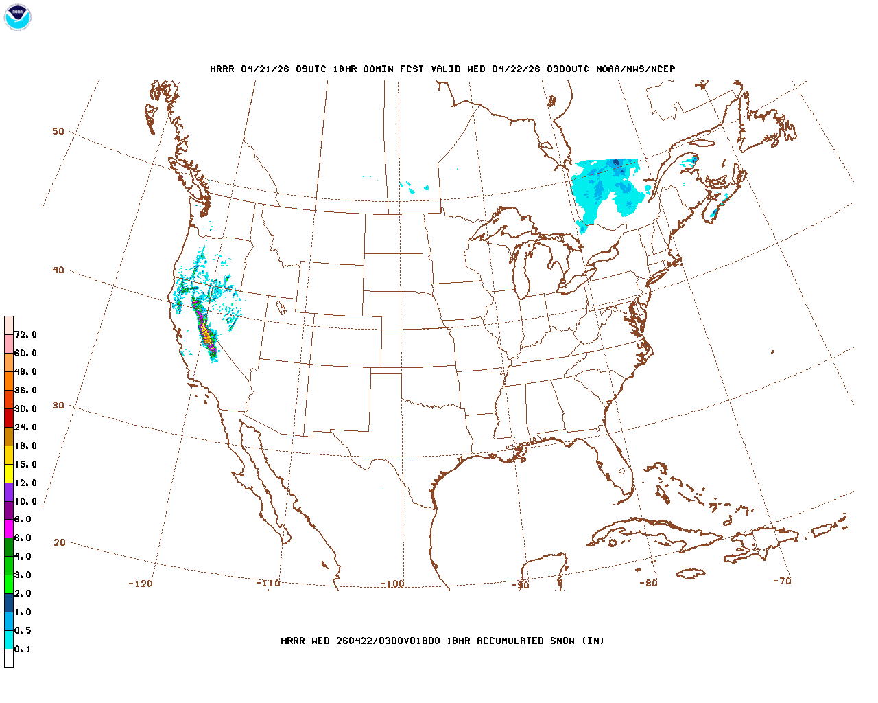 Latest 18 hour total precipitation forecast