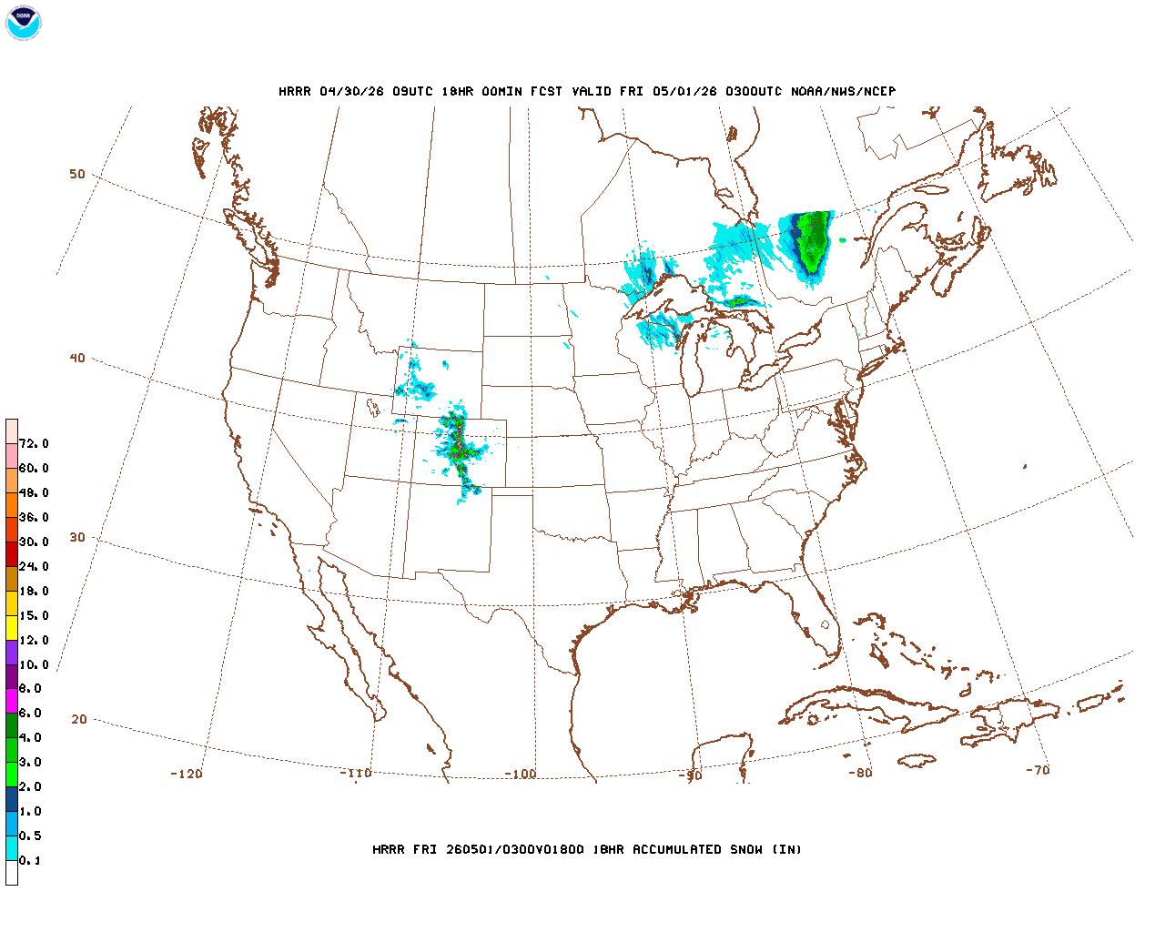 Latest 18 hour total precipitation forecast