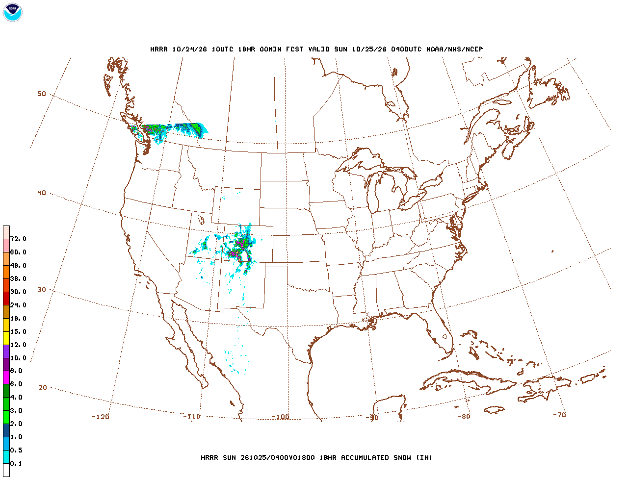 Latest 18 hour total precipitation forecast