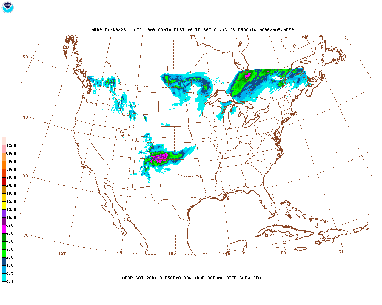 Latest 18 hour total precipitation forecast