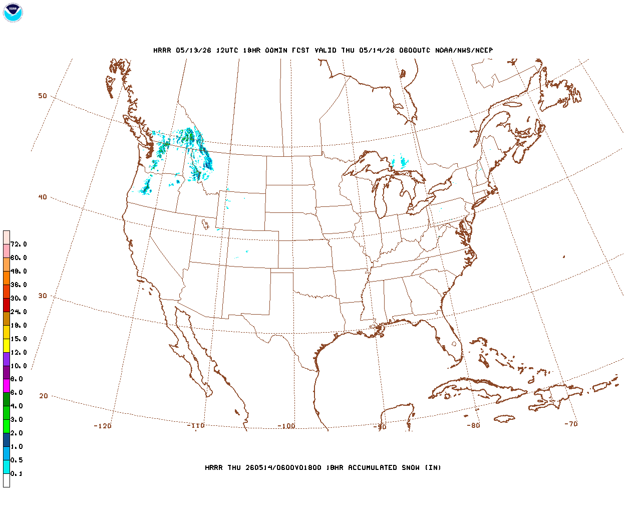 Latest 18 hour total precipitation forecast