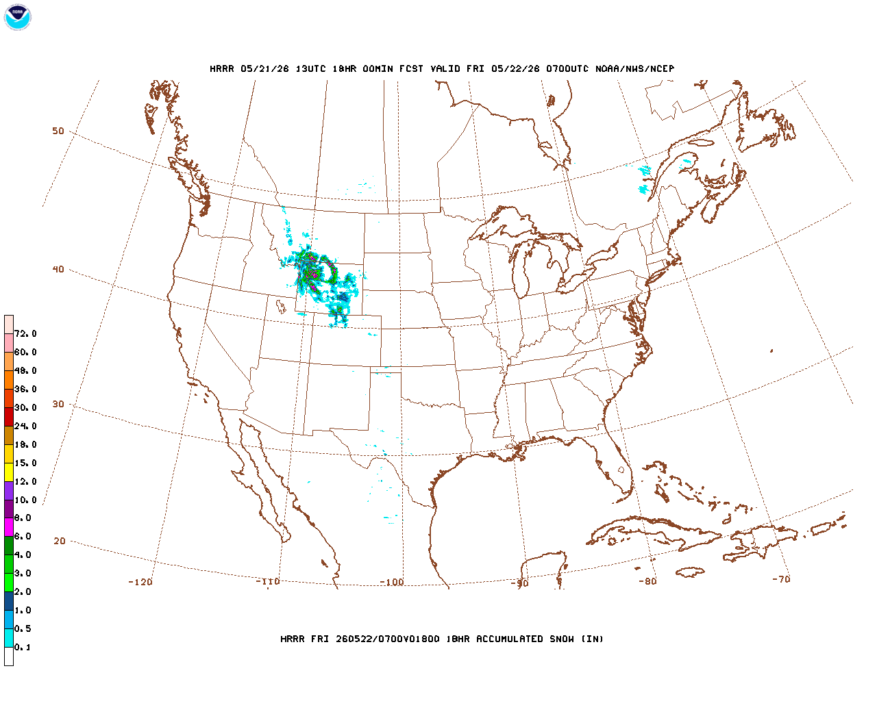 Latest 18 hour total precipitation forecast