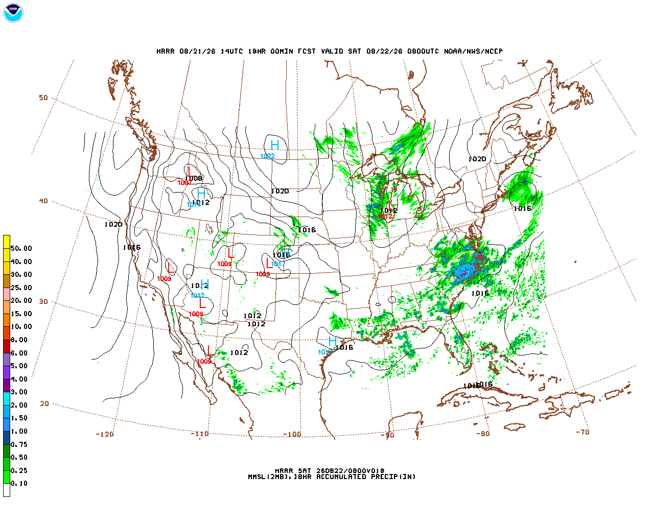 Click to enlarge the hourly precipitation forecast Latest 18 hour total precipitation forecast