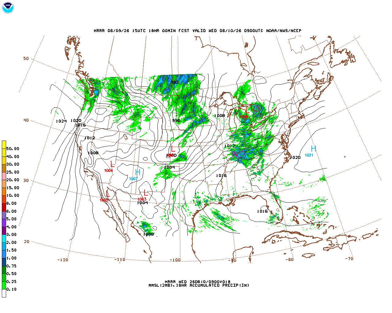 Click to enlarge the hourly precipitation forecast Latest 18 hour total precipitation forecast