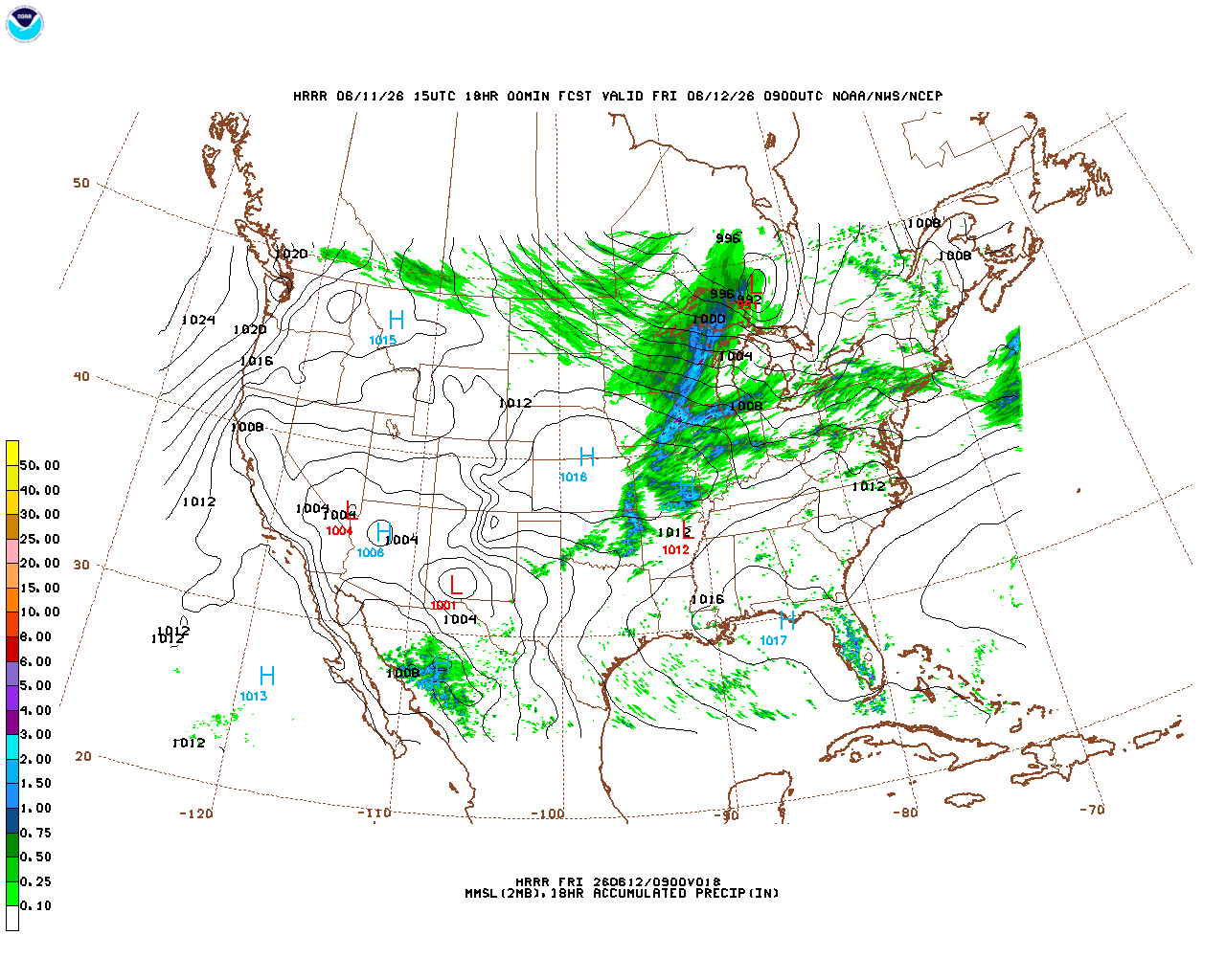Click to enlarge the hourly precipitation forecast Latest 18 hour total precipitation forecast